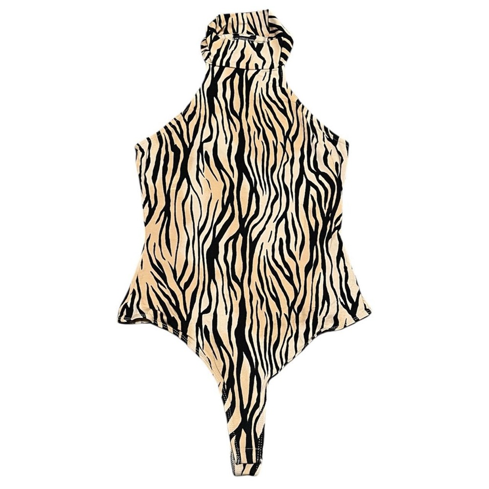 GUESS Zebra Print Halter Bodysuit